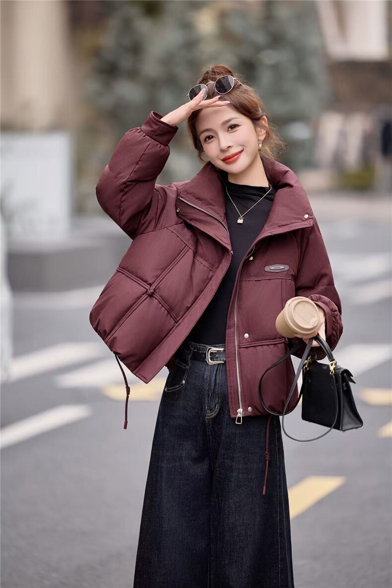 时尚立领短款白鸭绒羽绒服女2025冬季新款洋气减龄羽绒外套上衣,女装羽绒服,余墨