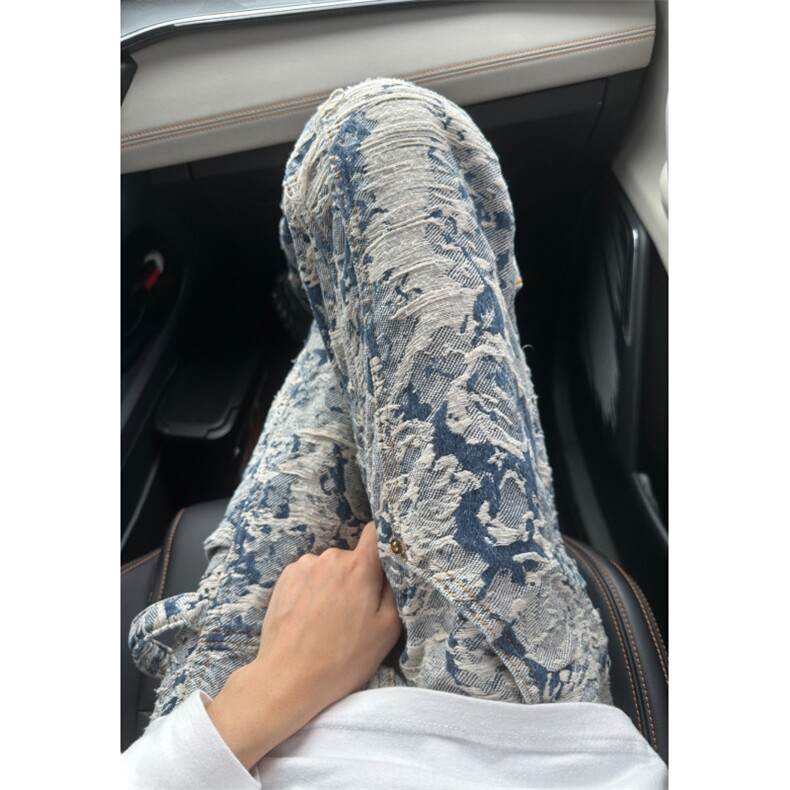 【有货】1197CC-特P76青花瓷牛仔裤男女设计感直筒裤子,男装牛仔裤,星座1007（原301D）