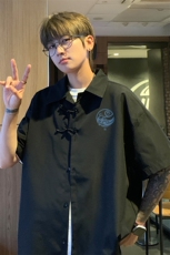 ！2025夏季新款男士新中式短袖衬衫免烫风衬衣CS102特P33，男装衬衫，电商B220