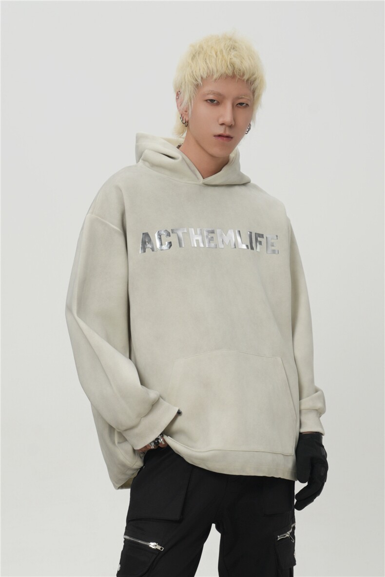 （直播品质）美式复古洗水做旧宽松连帽情侣卫衣1015-WY372-P95,男装卫衣,四季星座1015