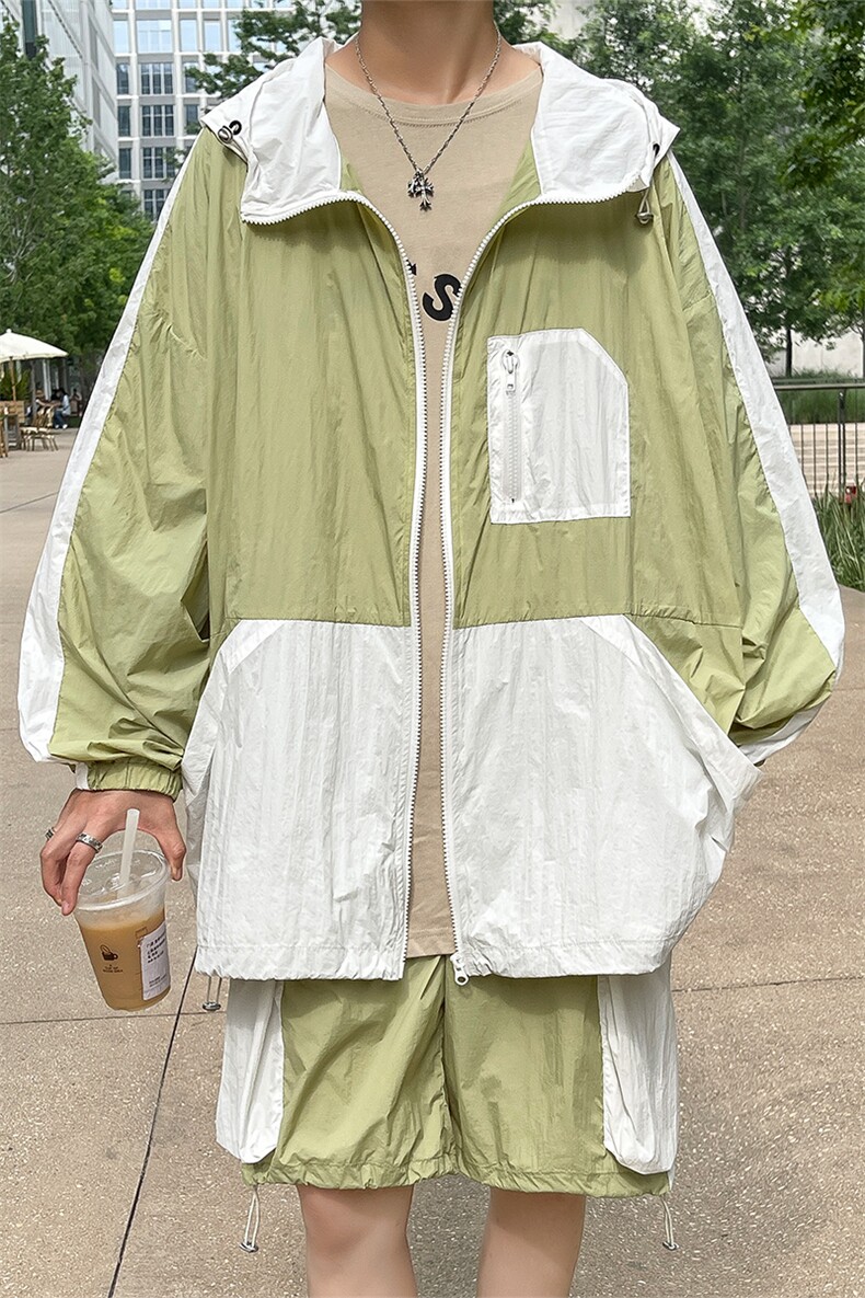 夏季夹克衫防晒服套装运动风撞色时尚防晒衣男XZ514-2-1610-P98,男装防晒衣,星座514-2(原B239)