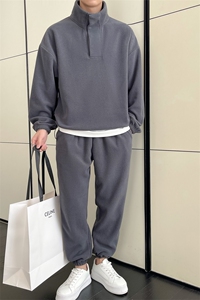 轻奢风2025秋冬季男士摇粒绒运动套装男新款高领两件套C208-6787图片