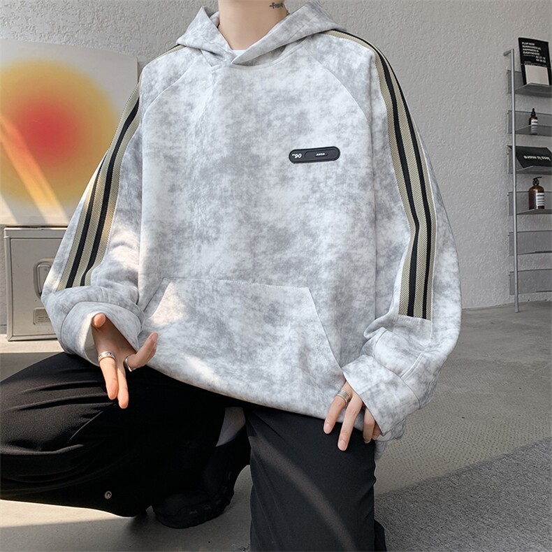 现货WY10081-特P48控88华棉扎染高品质织带连帽大码卫衣,男装卫衣,电商A059