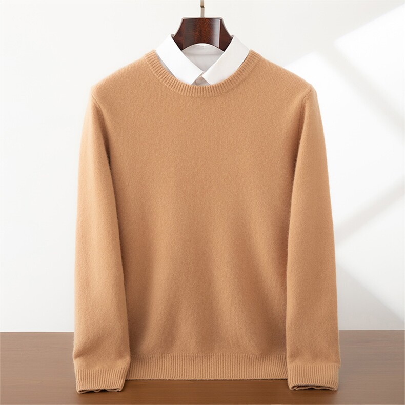 2025年秋季圆领长袖青春流行时尚百搭羊绒衫，男装羊绒套衫，蜜暖羊