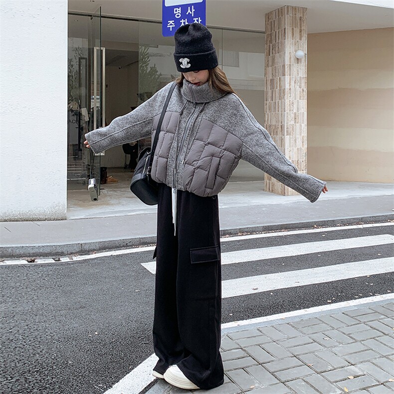 2025现货主推70毛双面呢拼90白鸭绒羽绒服191-6398-P295-K428,女装双面呢大衣,韩蜜菓
