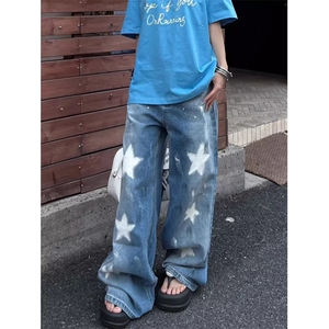 长裤春季新品时尚装水洗软牛仔裤高街星星牛仔裤潮 NB199图片