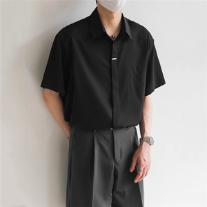 夏季冰丝凉感免烫衬衫潮男设计感痞帅短衬衫CA131-P35图片