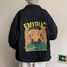 牛仔外套男春季新款美式嘻哈潮牌复古高街卡通印花夹克JK863-P68，男装夹克，星座1103-3