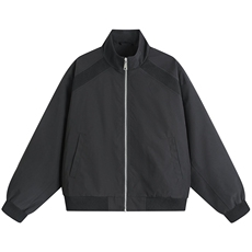 JK008平铺白底春装拼接工装立领夹克聚酯纤维(M-5XL)TP35，男装夹克，电商A088