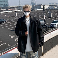 时尚小众简约PU皮衣夹克男2024年春秋季新款基础夹克外套潮W252，男装夹克，星座506