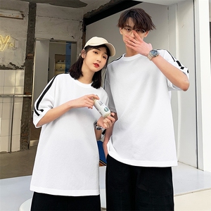 夏季现货主推不断货大码港风情侣宽松休闲圆领短袖T恤T65P28图片