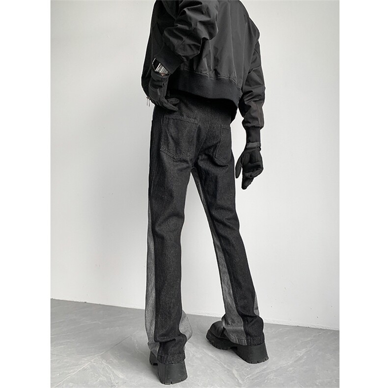 设计感拼接水洗牛仔美式高街复古裤小众微喇叭裤A068-KXSK89-TP55,男装休闲裤,电商A068