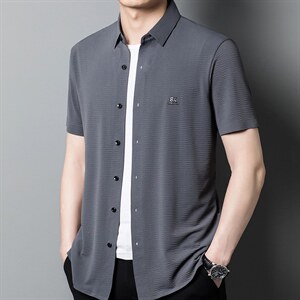 夏装短袖衬衫2023新款男士衬衣中年人上衣薄款夏季中老年男装图片