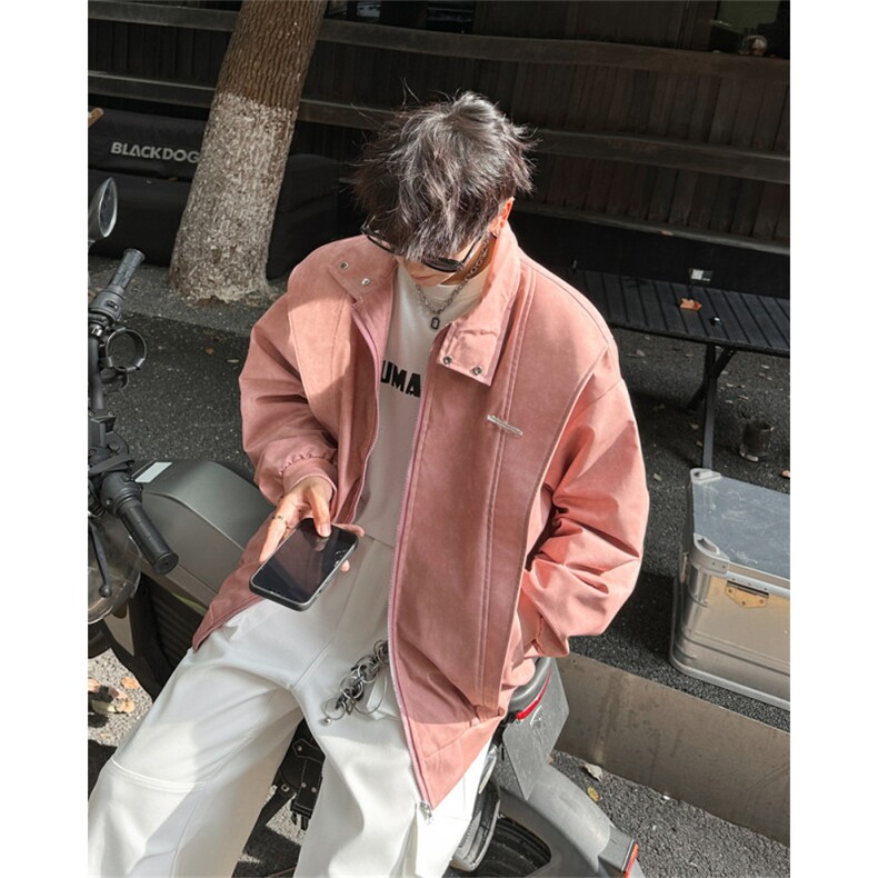 设计感小众立领皮衣男女潮牌春秋情侣夹克机车服美式外套,男装夹克,星座410-6（原星座1304-1）