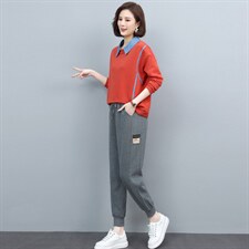 桔色+灰色裤