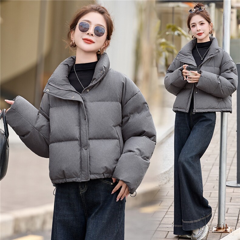 短款羽绒服女2025冬季新款小个子宽松立领白鸭羽绒面包服外套,女装羽绒服,沁沁公主