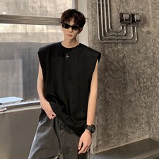 1美式港风四角星设计潮流背心大码M-5XL休闲背心男BX8764P25控39，男装背心/马甲，星座226-2