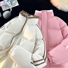 数据款！短款加厚棉服冬季拼色条纹情侣立领棉衣CM98912-P85特，男装棉衣，星座815A