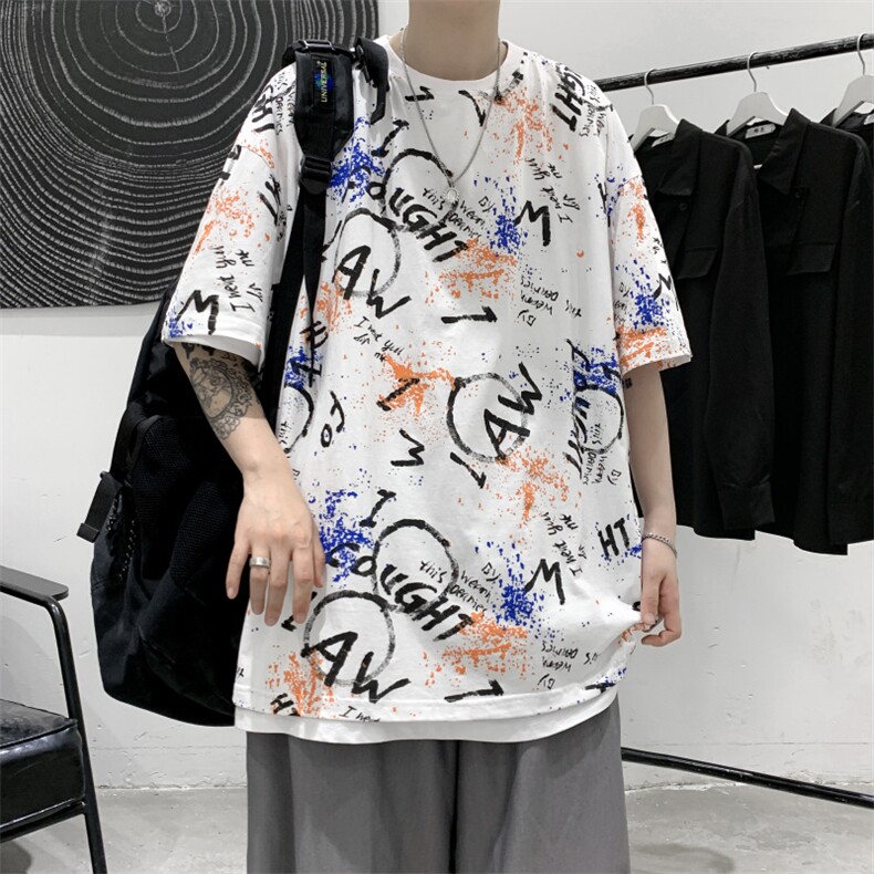 特P20控39高品质夏季新款复古纯棉印花圆领短袖T恤TC01,男装T恤,电商B370