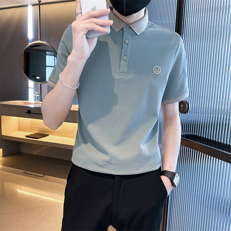 2024持续大码短袖T恤翻领U字刺绣Polo衫T066-特P40,男装T恤,电商D342
