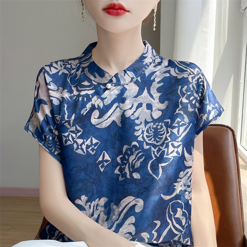 新夏季古典风设计薄款百搭短袖女士上衣,女装T恤,绒宛羊绒