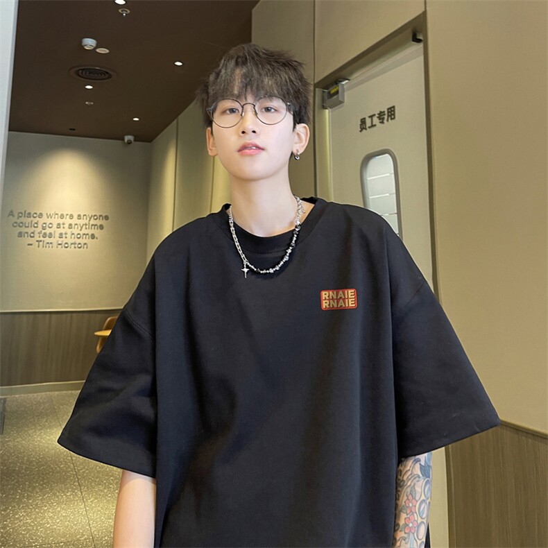 日系少年感短袖t恤男夏季美式复古重磅cleanfit港风休闲半袖体恤,男装T恤,电商B371