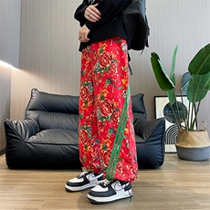 KF1条纹大花休闲裤九分哈伦运动新中式汉服表演出男女裤子团队潮，男装民族服装，星座115A(原星座507）