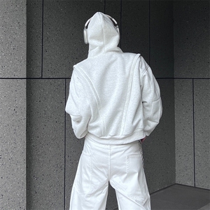 抖音得物高品质二开 25秋冬美式重磅宽松结构设计连帽卫衣外套W78图片