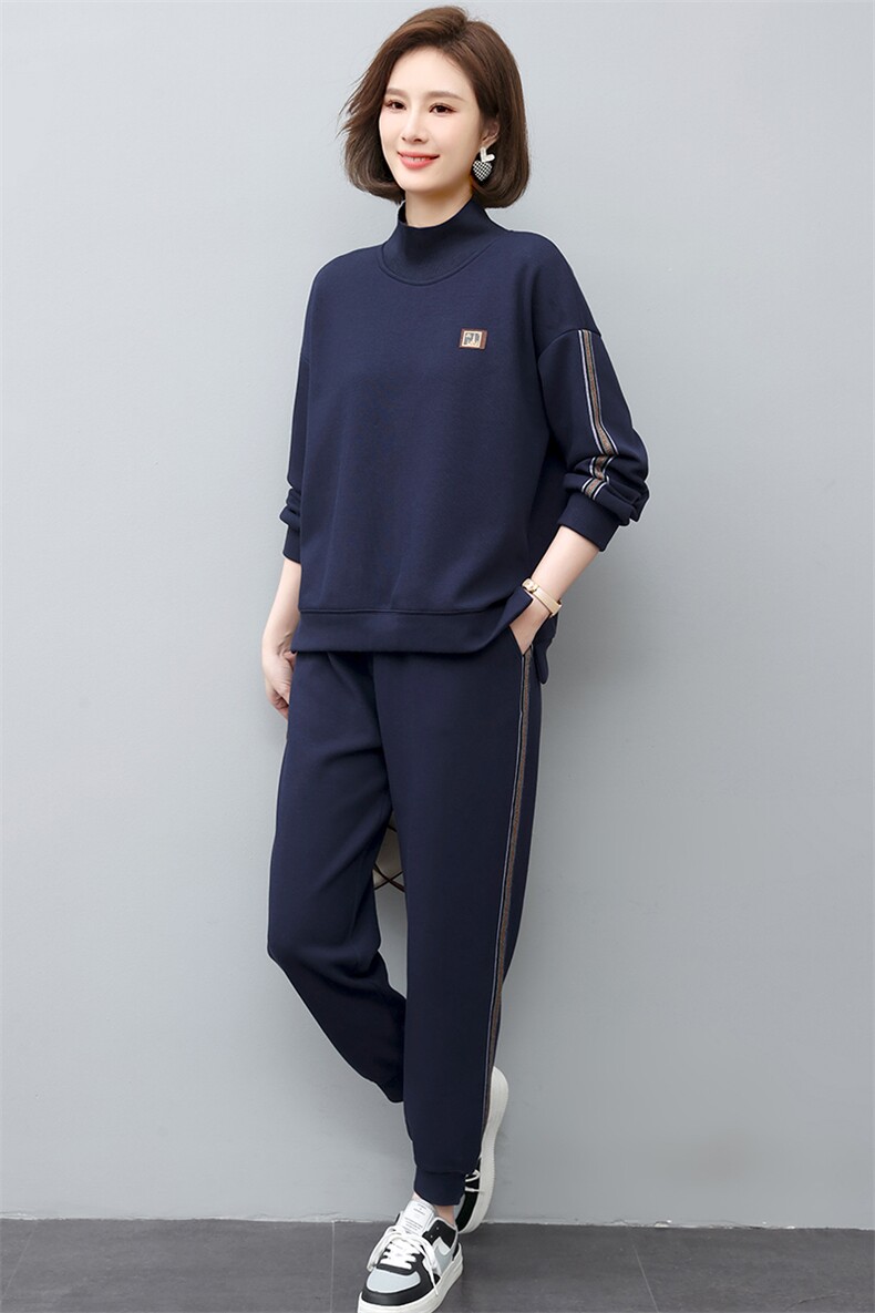 加绒套装女2023年新款冬季时尚运动休闲卫衣洋气减龄小个子两件套,女装套装/套裙,忆绮罗
