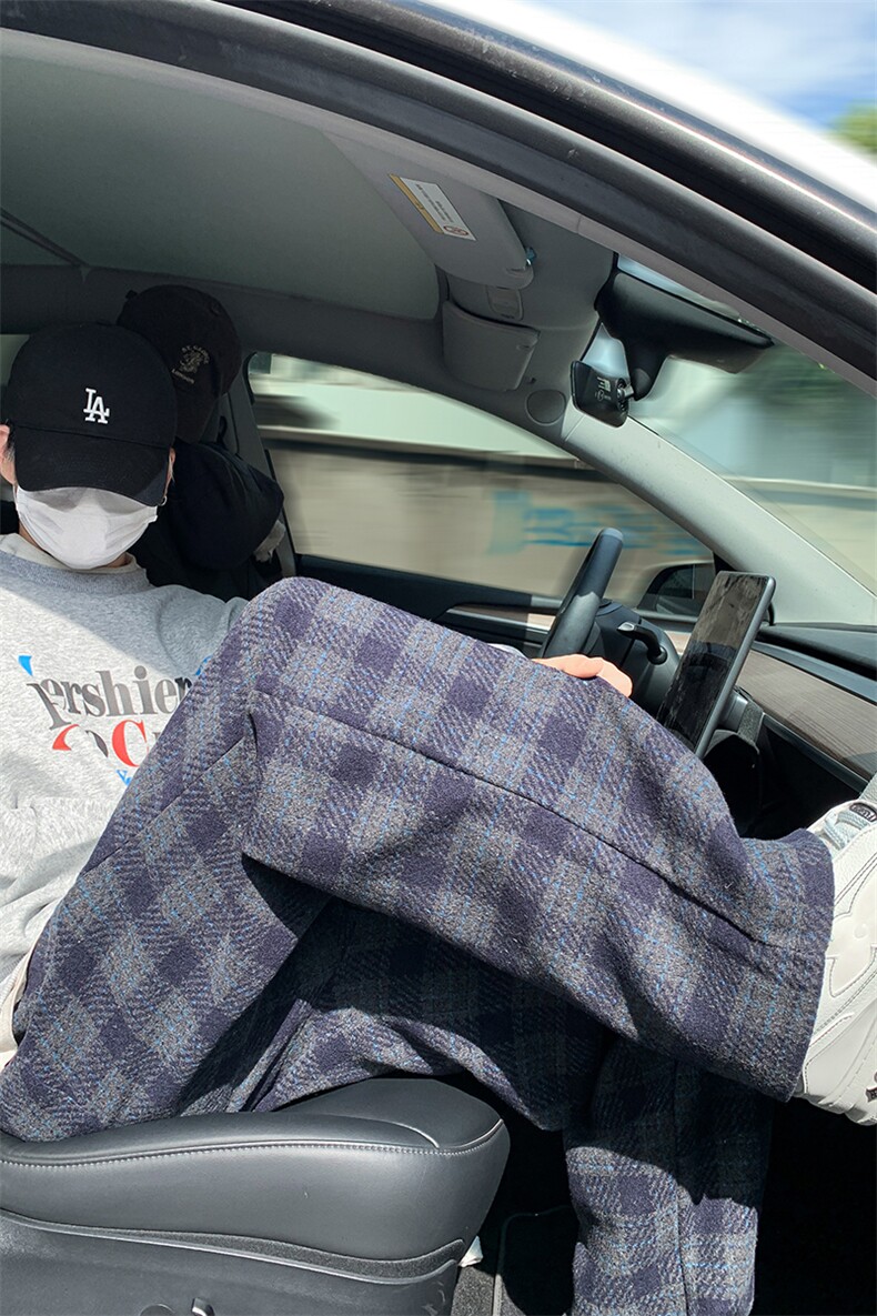 8XL-M特大码加厚毛呢料格子休闲裤宽松直筒长裤子男裤毛呢裤K946,男装休闲裤,电商D206-1