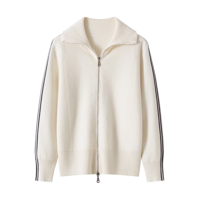 2025年秋季时尚百搭通勤简约休闲重磅加厚空气拉链开衫，女装羊绒衫，玖雪绒羊绒