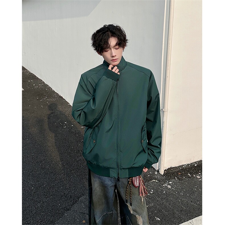 8XL-M美式复古棒球服外套男特大码潮牌双拉链立领夹克衫JK005P85,男装夹克,电商B312