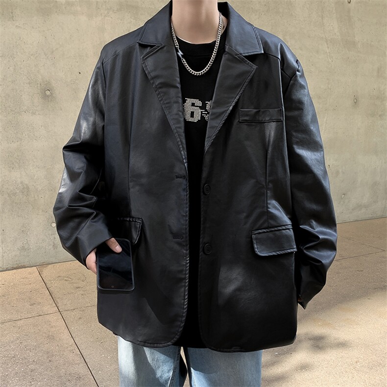 高品质秋冬款男西服皮衣工装口袋皮夹克西装外套JK6606P70,男装夹克,星座1013-1