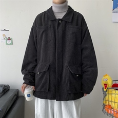 港风情侣灯芯绒夹克外套多口袋工装宽松衬衫潮男女日系H203/P85，男装夹克，钱塘713