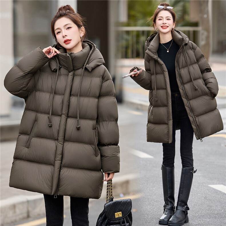2025冬装新款简约时尚休闲连帽90白鸭绒羽绒服，女装羽绒服，沁沁公主