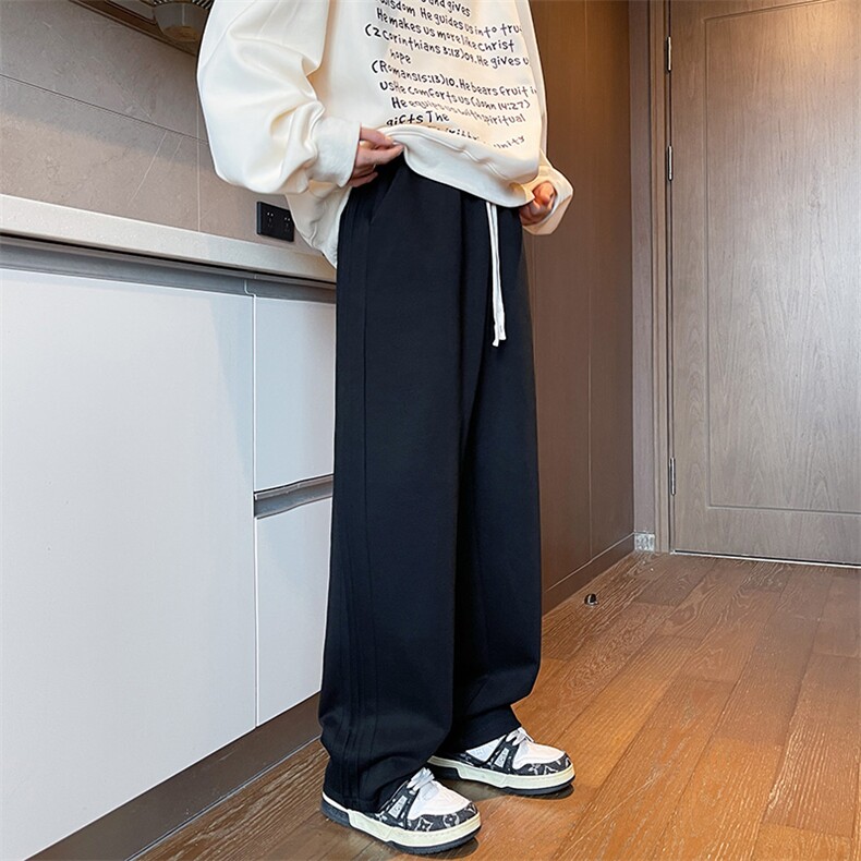 K2501-P38加绒48秋冬新款抖音高质美式垂坠感拖地百搭休闲卫裤男,男装休闲裤,电商A009A（原A058A）
