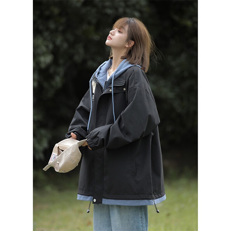 ！815A-MJ7632-68特2025秋季假两件上衣外套宽松休闲夹克中性图片