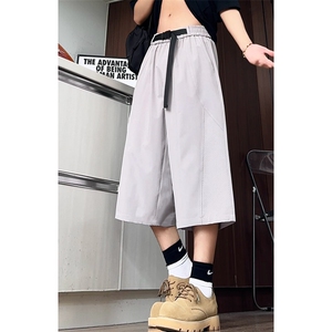 K5047/特P30夏季新款透气激光打孔网眼过膝七分裤男凉感冰丝裤子图片