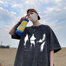 量大优可供抖音视频支持得物品质配合二开美式水洗短袖t恤SX95，男装T恤，电商A486