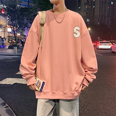 Y5035P35秋季港风刺绣圆领卫衣男宽松长袖T恤打底衫外套，男装卫衣，星座1204-3
