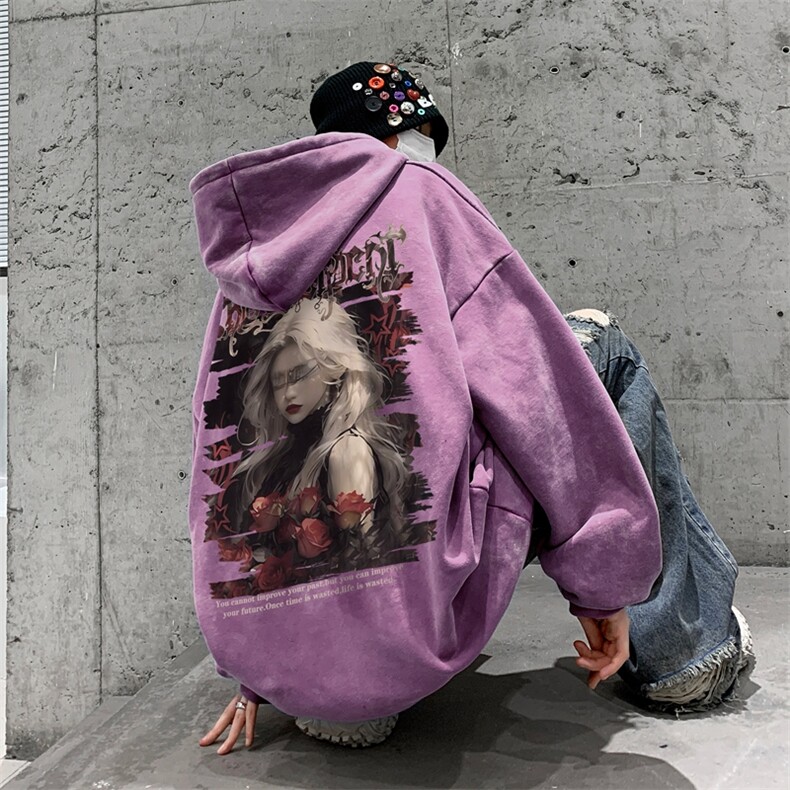 美式重磅水洗复古连帽卫衣潮流大码潮牌做旧XZ517A-BK6676-P68,男装卫衣,星座517A