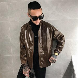 秋季新款男士皮夹克机车服社会小伙立领款皮衣外套 A328-1961图片