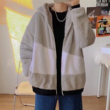 秋冬羊羔毛连帽棉服韩版潮牌夹克棉衣男士拼色外套W5174-P42，男装棉衣，星座512-2