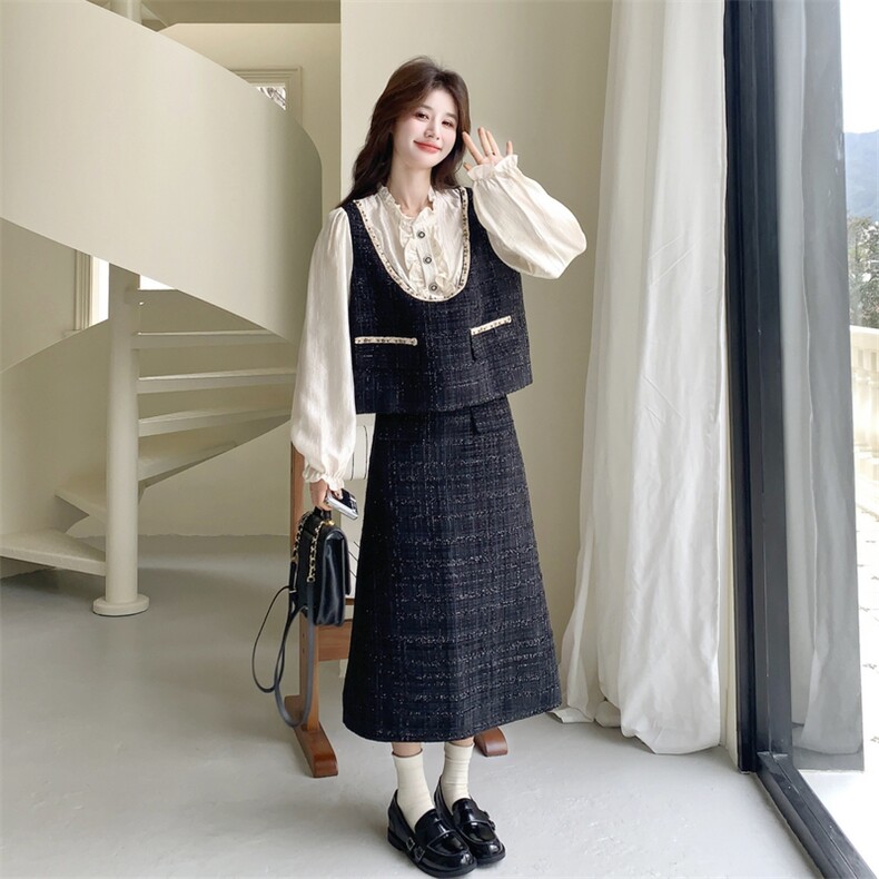 26春新款现-法式小香风高级感假两件优雅半裙套装2612-P175K288,女装套装/套裙,2B190