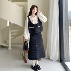 26春新款现-法式小香风高级感假两件优雅半裙套装2612-P175K288，女装套装/套裙，2B190