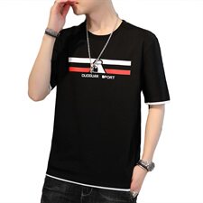 夏季新款薄款棉短袖卫衣男t恤男两条宽松圆领休闲灰色T9536，男装T恤，星座1207