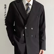 高级感黑色双排扣西装男秋季痞帅男生dk正装男装男士休闲西服外套，男装西服套装，星座813-2