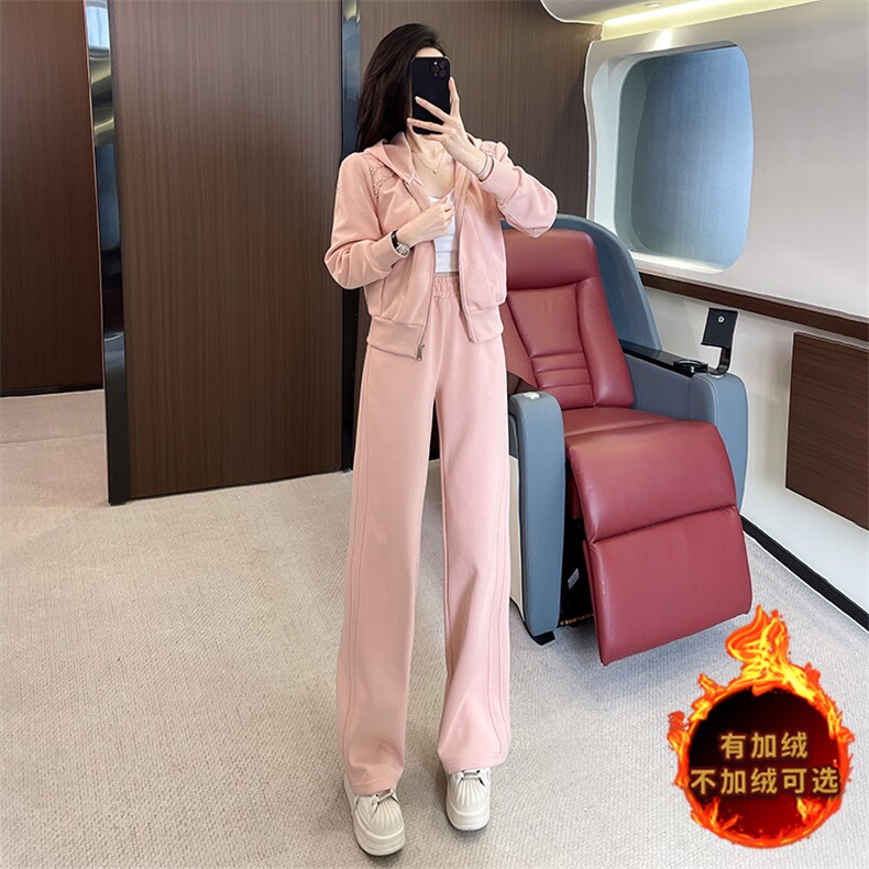 韩版秋冬高端短款卫衣潮流卫裤两件套,女装套装/套裙,江南