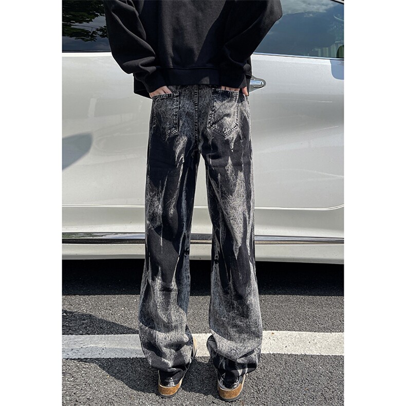 美式高街vibe小众扎染直筒牛仔裤货号K668P60,男装牛仔裤,电商A063