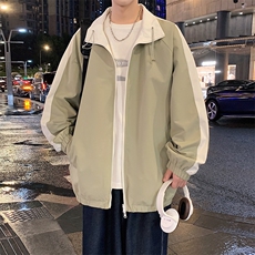 港风秋季新款宽松夹克男撞色立领上衣两面穿外套MYJ24-7907-P65，男装夹克，星座717